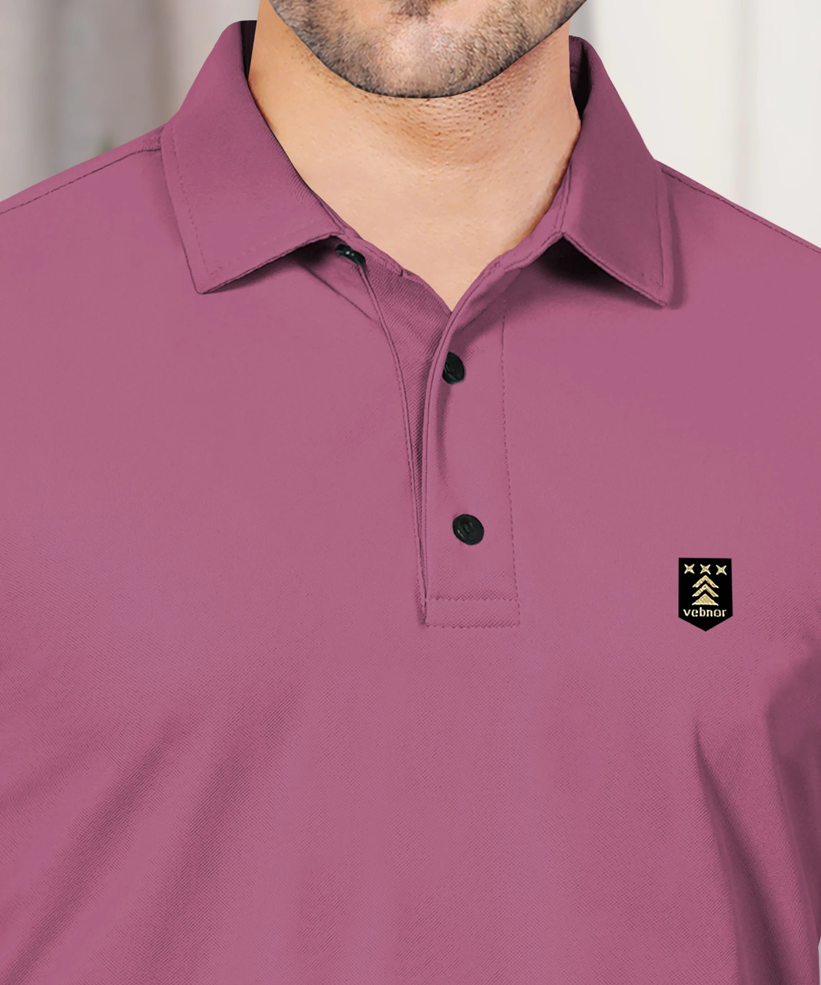 VeBNoR Men Solid Polo Neck Polyester Purple T-Shirt - Image 3
